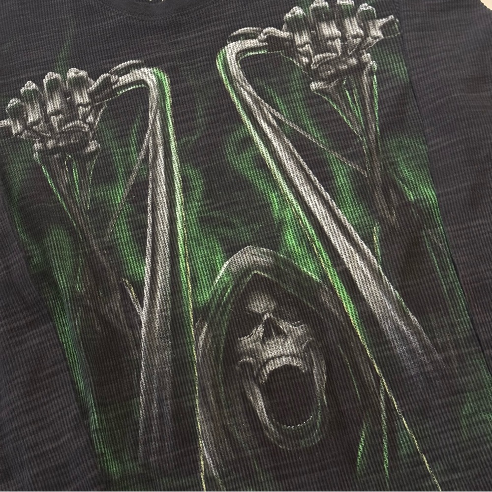Vintage Y2K Grim Reaper Chopper Waffle Long Sleeve - Picture 2 of 3